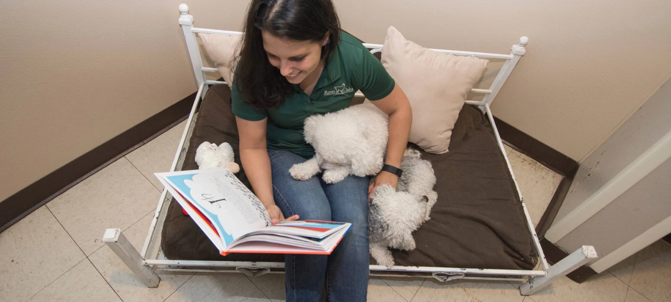 A Woman Reads to a Dog